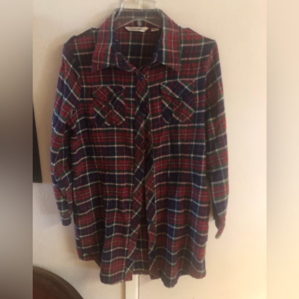 Derek Heart Red and Navy Plaid Button-Up Shirt - $15 or $12 w/offer
